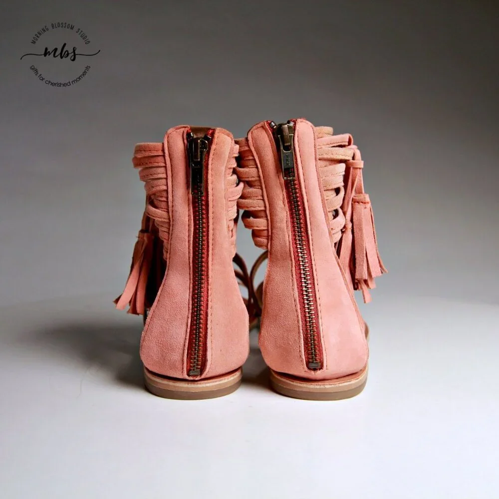 Jeffrey Campbell Glady Leather Tassel Zip Toe Loop Sandals Orange‎ Women Size 3